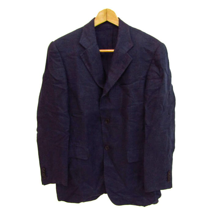 トゥモローランド テーラードジャケット リネン アウター メンズ 46サイズ ネイビー TOMORROWLAND 【中古】