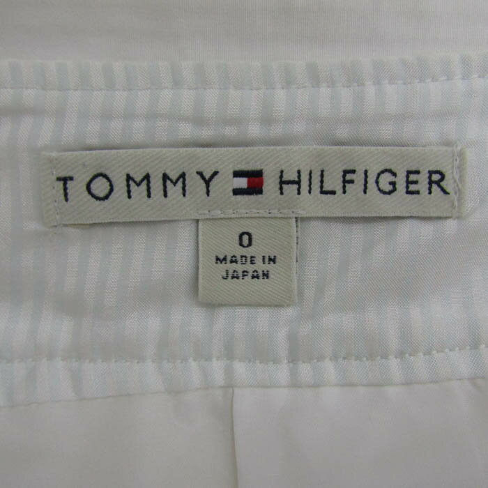 トミーヒルフィガー スカート ボトムス プリーツ ベルト付き レディース オフホワイト×黒 TOMMY HILFIGER 【中古】