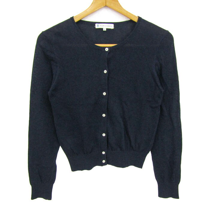 クミキョク カーディガン トップス 長袖 クルーネック リネン混 レディース 2サイズ ネイビー 組曲 【中古】