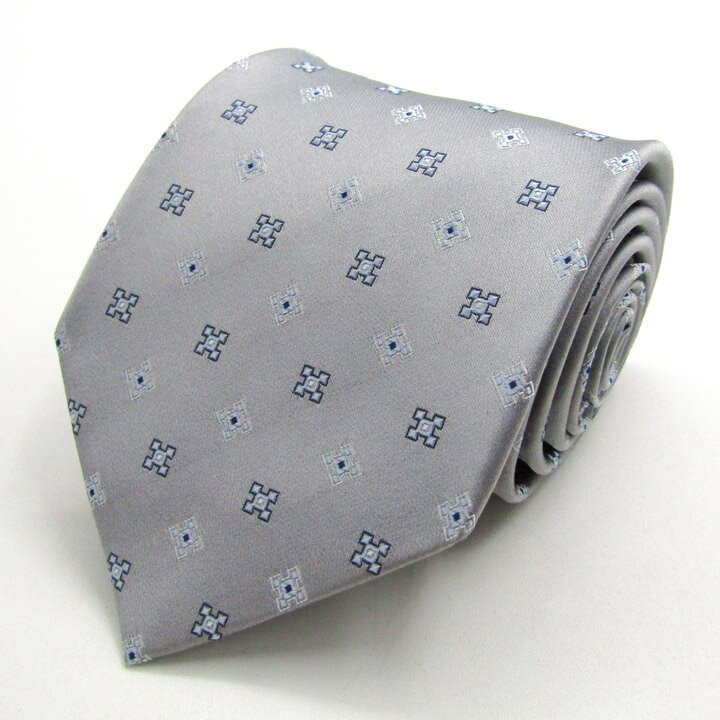 エスティーデュポン ブランド ネクタイ 小紋柄 シルク 日本製 未使用タグ付 PO メンズ グレー S.T. Dupont 【中古】