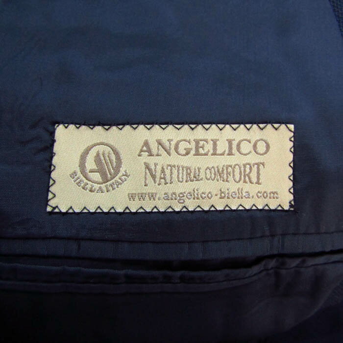 アンジェリコ スーツ セットアップ 上下セット ウール イタリア製 メンズ 48サイズ ネイビー ANGELICO 【中古】