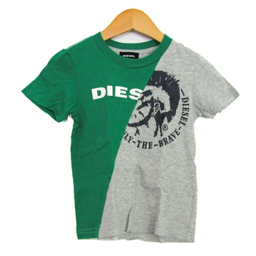 ディーゼル 半袖Tシャツ トップス ロゴT バイカラー ベビー 男の子用 24Mサイズ グレー×緑 DIESEL 【中古】 ディーゼル 半袖Tシャツ トップス ロゴT バイカラー ベビー 男の子用 24Mサイズ グレー×緑 DIESEL 【中古】