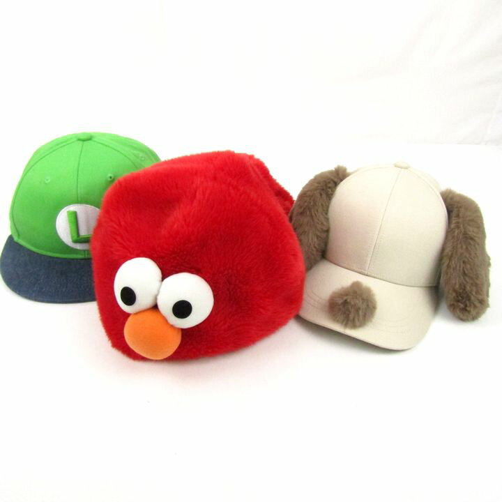 ユニバーサルスタジオジャパン ファンキャップ 3点セット スヌーピー ルイージ エルモ 帽子 グッズ まとめて レディース USJ 【中古】のサムネイル