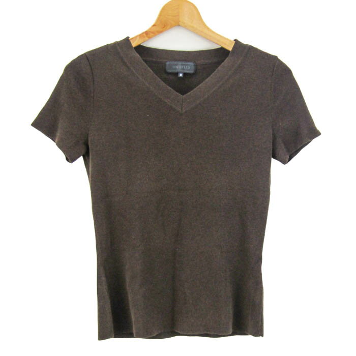 アンタイトル ニット トップス 半袖 Vネック 日本製 レディース 3サイズ チャコール UNTITLED 【中古】(4)