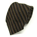 イヴ・サンローラン ブランド ネクタイ YSL ストライプ柄 ドット ウール PO メンズ ブラック Yves Saint Laurent YSL 【中古】