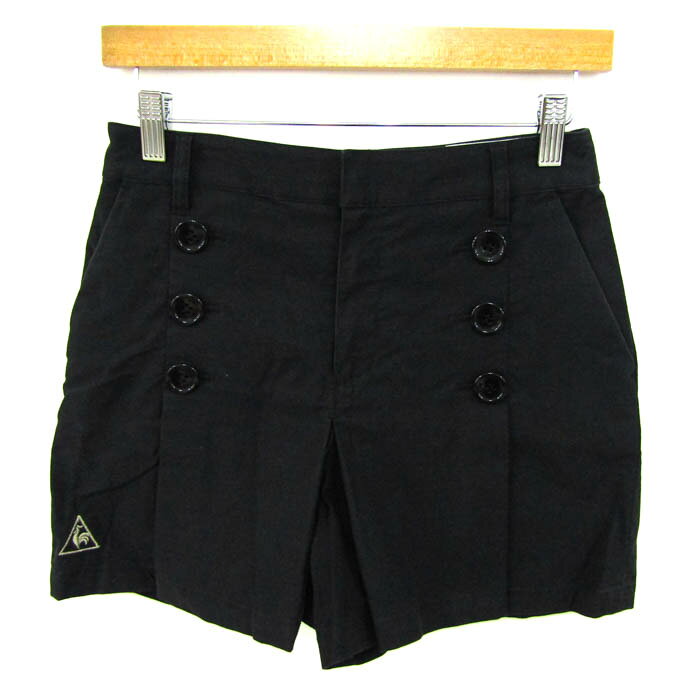 Nylon, Rayon, Polyester - 【1000円ポッキリ送料無料】le coq sportif ルコックスポルティフ ショートパンツ ボトムス コットン ストレッチ ゴルフウエア レディース 7サイズ ブラック 【中古】
