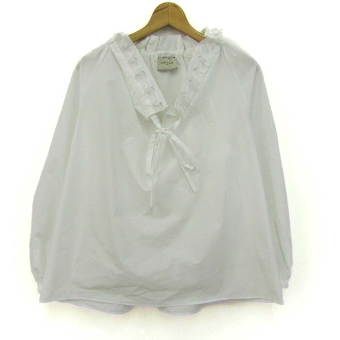 ユナイテッドアローズ ブラウス シャツ トップス 長袖 プルオーバー フリル レディース フリーサイズ ホワイト UNITED ARROWS 【中古】