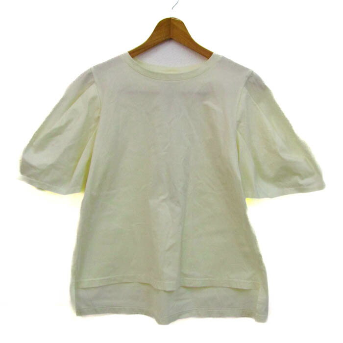 【全品39％OFFクーポン配布中】ワンオブザグリーン カットソー シャツ トップス 五分袖 Tシャツ レースアップ レディース 2サイズ オフホワイト one of the green 【中古】(4)