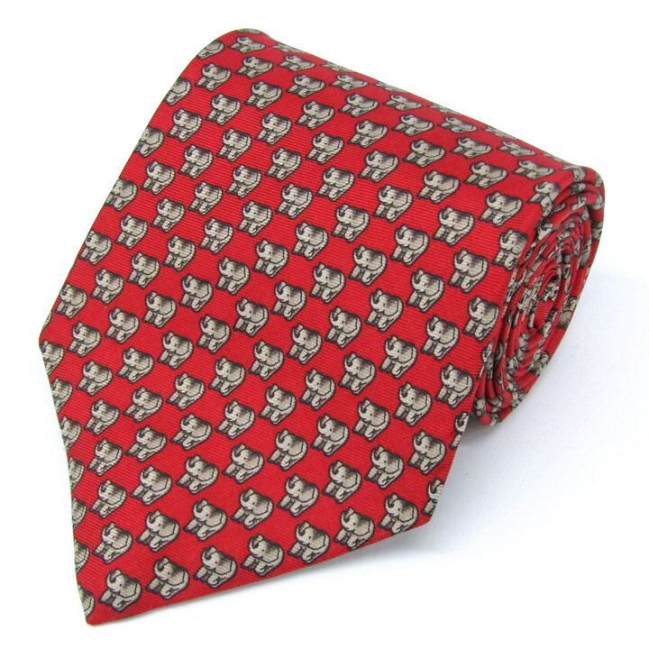 ブルックスブラザーズメーカーズ ブランド ネクタイ 動物柄 ゾウ シルク アメリカ製 PO メンズ レッド BROOKS BROTHERS MAKERS 【中古】