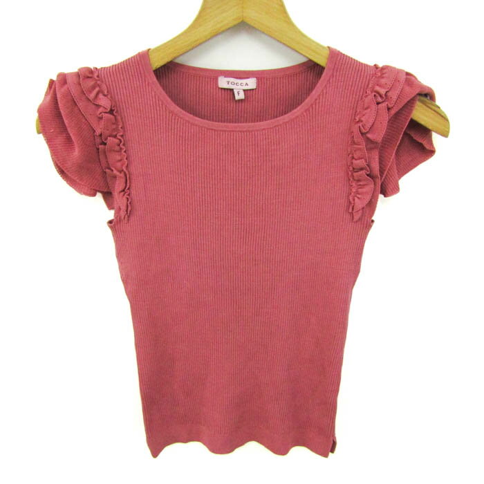 トッカ ニット セーター 半袖 シルク100% ブランド トップス レディース Fサイズ ピンク TOCCA 【中古】