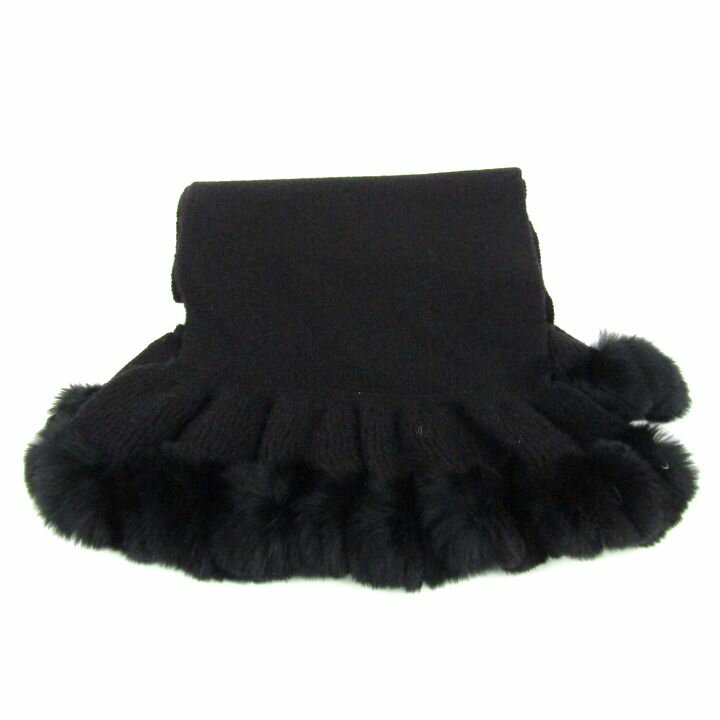 ピエールカルダン マフラー ストール ウール レッキスラビット ブランド 黒 レディース ブラック Pierr..