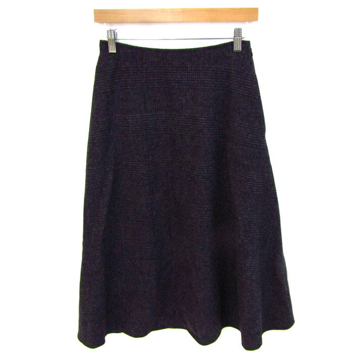 バーニーズニューヨーク ロングスカート ボトムス フレア チェック柄 日本製 レディース 38サイズ 黒×グレー BARNEYS NEWYORK 【中古】(4)