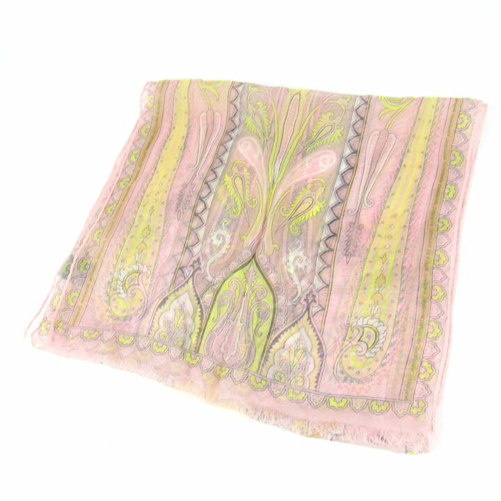 【全品39％OFFクーポン配布中】エトロ スカーフ ストール ペイズリー柄 シルク イタリア製 ブランド レディース ピンク ETRO 【中古】