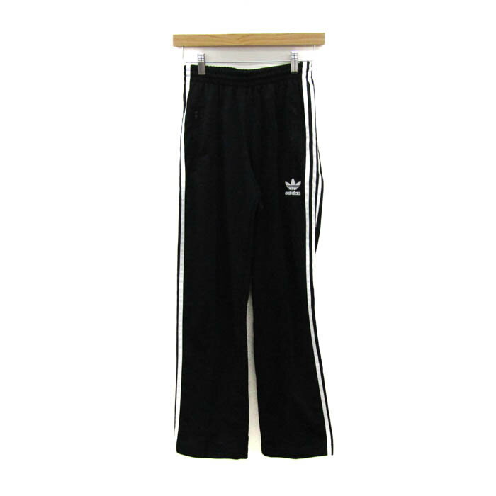 アディダス パンツ ボトムス サイドライン ジャージ スポーツウエア レディース Sサイズ 黒×白 adidas 【中古】