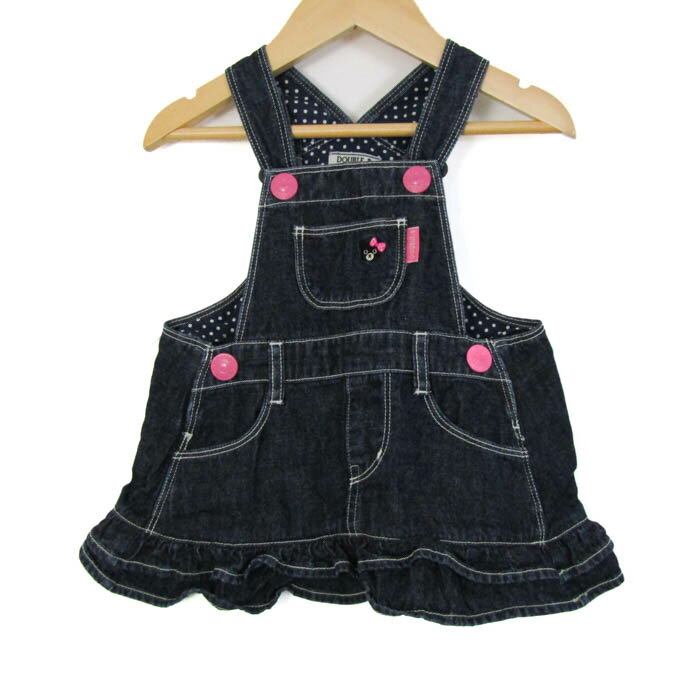 【全品39％OFFクーポン配布中】ミキハウス サロペット ジャンパースカート デニム ダブルビー ベビー 女の子用 F(70-80)サイズ インディゴ MIKIHOUSE 【中古】