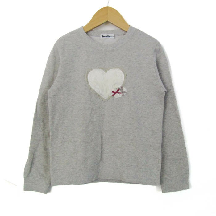 ファミリア スウェット トレーナー トップス 裏起毛 日本製 キッズ 女の子用 130サイズ グレー Familiar 【中古】