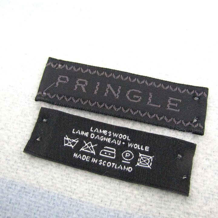 プリングル マフラー ウール スコットランド製 ロゴ ブランド メンズ レディース ブルー Pringle 【中古】 2