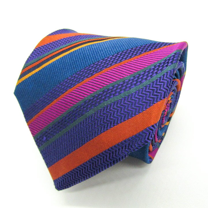 【全品39％OFFクーポン配布中】ドゥシャン ブランド ネクタイ ストライプ柄 シルク イギリス製 PO メンズ マルチカラー DUCHAMP イギリス高級 【中古】(4)