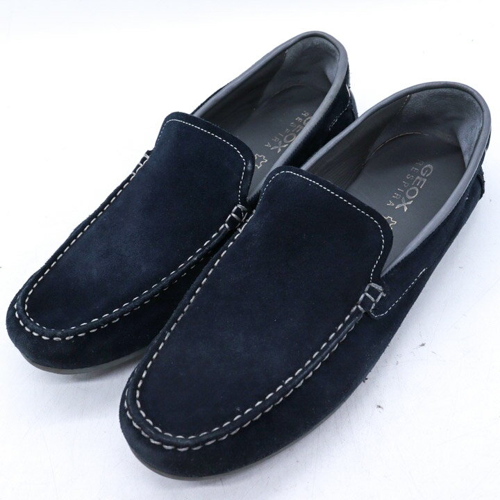 ジェオックス ローファー スリッポン スウェード ブランド ドライビングシューズ 靴 メンズ 43サイズ ネイビー GEOX 【中古】