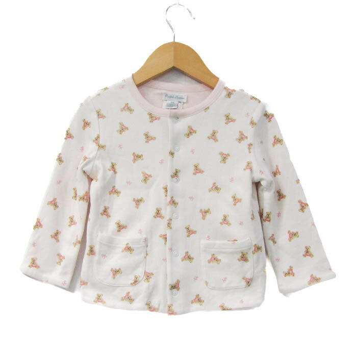 ラルフローレン カーディガン リバーシブル トップス ベビー 女の子用 24Mサイズ オフホワイト／ピンク..