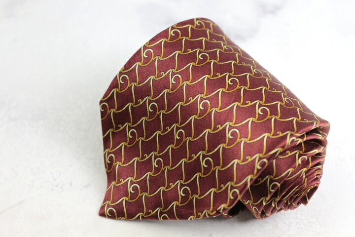 イヴ・サンローラン ブランドネクタイ YSL チェック柄 格子柄 シルク PO メンズ ブラウン YVES SAINT LAURENT 【中古】