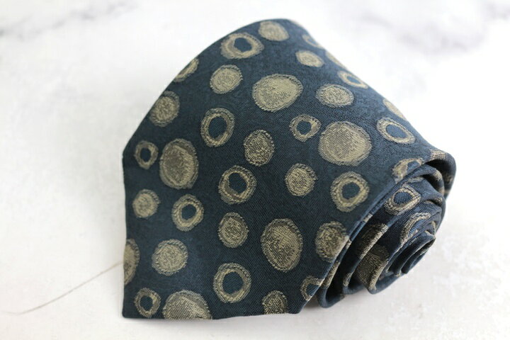 イヴ・サンローラン ブランドネクタイ YSL 総柄 ドット パネル柄 シルク PO メンズ ネイビー YVES SAINT LAURENT 【中古】