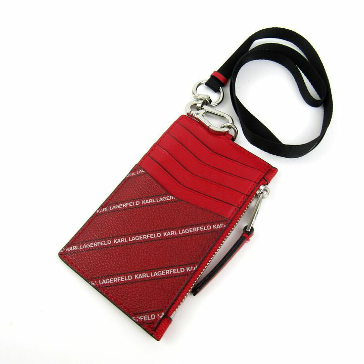カール・ラガーフェルド パスケース カードケース ロゴ ブランド メンズ レッド Karl Lagerfeld 【中古】