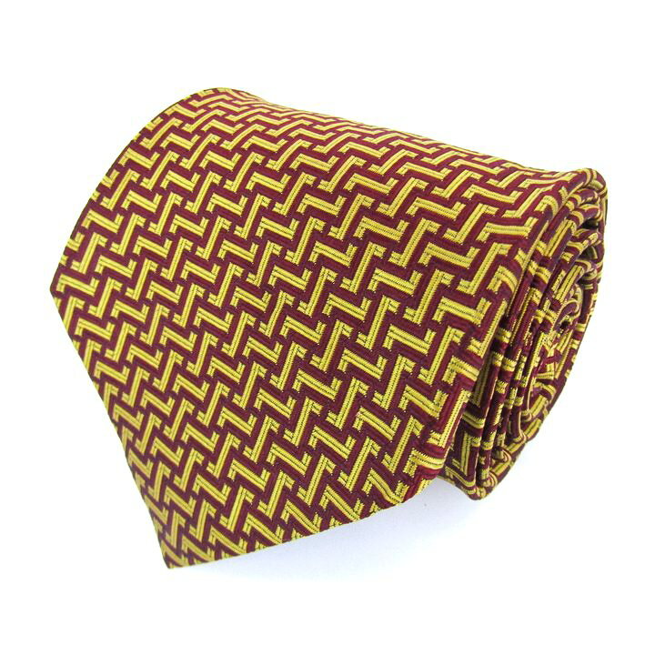 ジェームスクラブ ブランド ネクタイ 小紋柄 幾何学模様 シルク 日本製 PO メンズ ワインレッド JAMUS ..