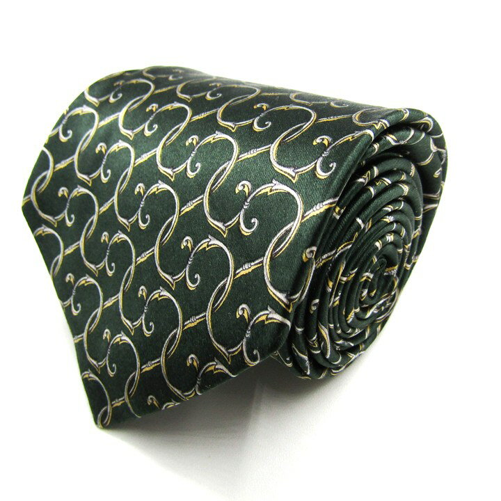 イヴ・サンローラン ブランド ネクタイ 総柄 シルク PO メンズ グリーン YVES SAINT LAURENT 【中古】