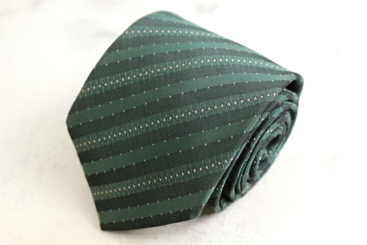 イヴ・サンローラン ブランド ネクタイ ストライプ柄 シルク PO メンズ グリーン YVES SAINT LAURENT 【中古】