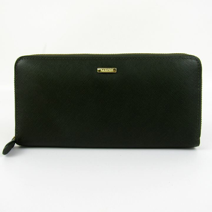 C, L, R, W - バルコス 長財布 ラウンドジップ レザー 小銭入れあり ブランド メンズ グリーン BARCOS 【中古】