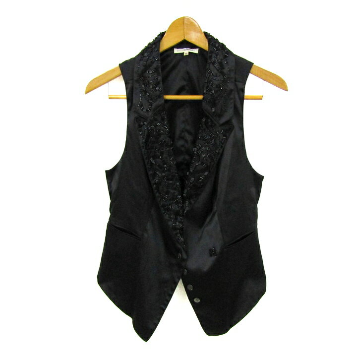 ナラカミーチェ ベスト ジャケット アウター ジレ クリーニング済み レディース ブラック NARACAMICIE 【中古】