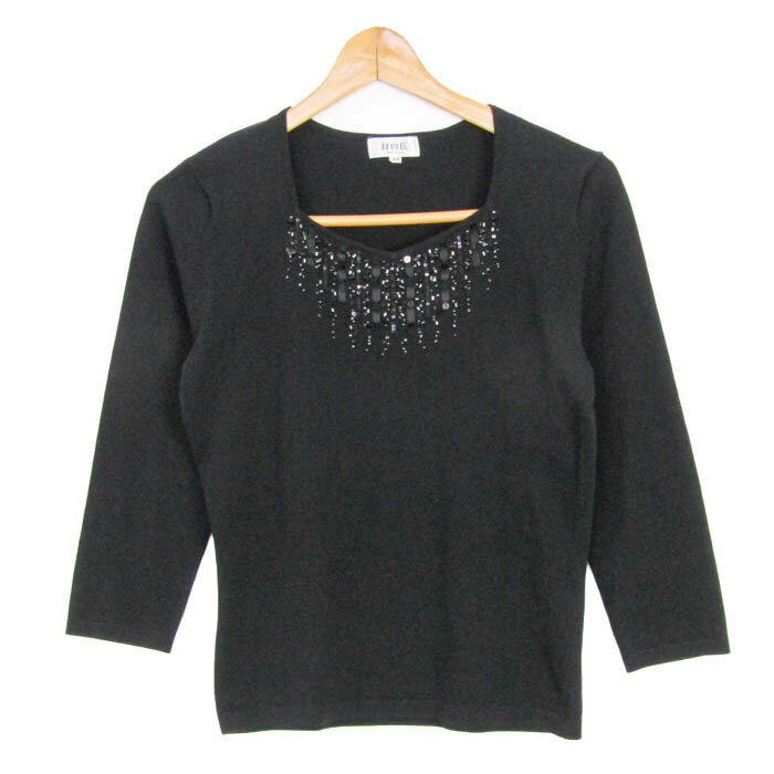ジユウク ニット セーター 7分袖 ブランド トップス 黒 レディース 38サイズ ブラック 自由区 【中古】