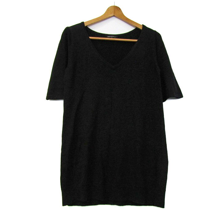 ニジュウサンク ニットチュニック シャツ 半袖 コットン100% トップス 黒 レディース 40サイズ ブラック 23区 【中古】(4.0)