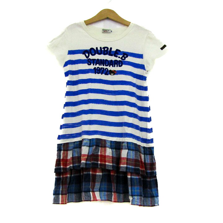 Rakuten - ミキハウス ワンピース トップス 半袖 ボーダー柄 ダブルビー キッズ 女の子用 130サイズ 青×白 MIKIHOUSE 【中古】