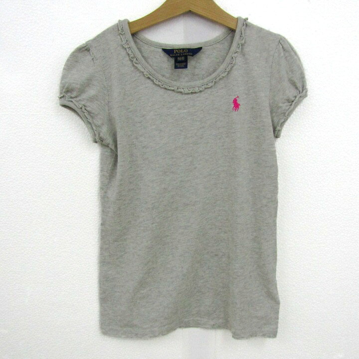 樂天商城 - ポロラルフローレン 半袖Tシャツ トップス フレンチスリーブ キッズ 女の子用 M(8-10)サイズ グレー POLO RALPH LAUREN 【中古】