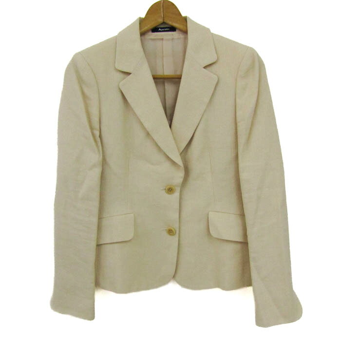 Rakuten - アクアスキュータム テーラードジャケット アウター シルク リネン混 レディース 9Sサイズ ベージュ Aquascutum 【中古】