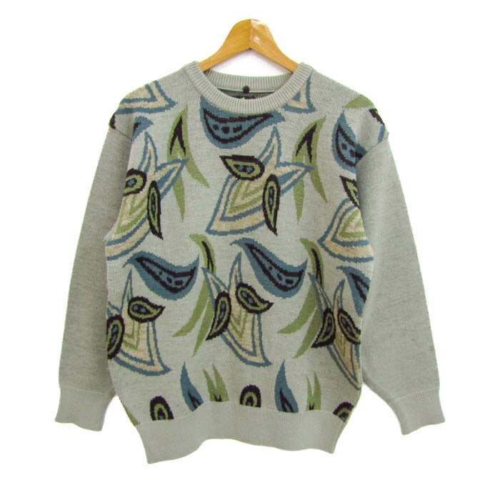 カンタレリ ニット セーター 長袖 ウール100% ブランド トップス メンズ Mサイズ グレー Cantarelli 【中古】