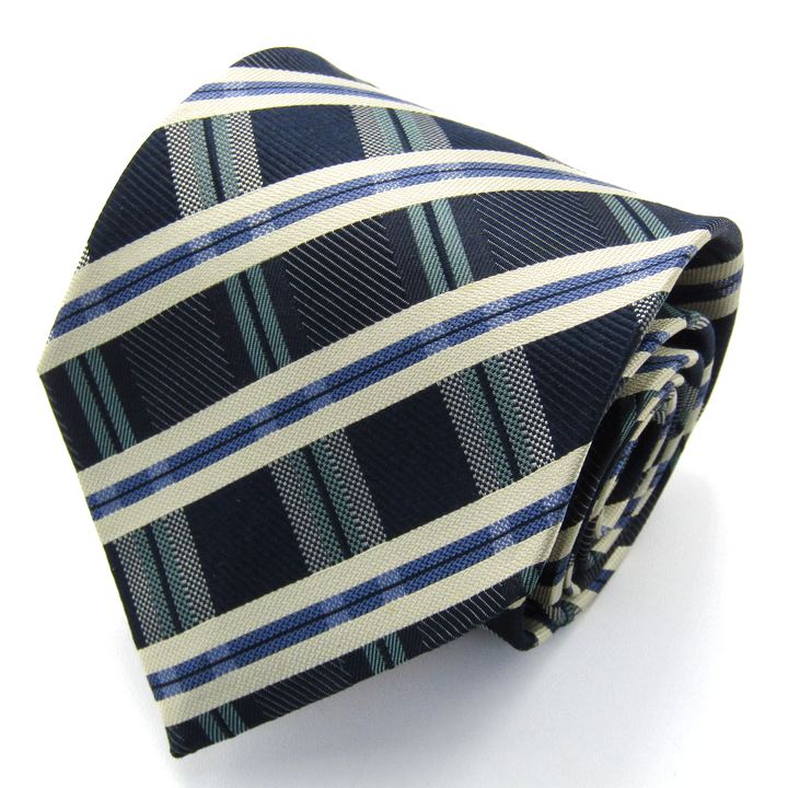 アクアスキュータム ブランド ネクタイ チェック柄 絹 PO メンズ ネイビー Aquascutum 【中古】