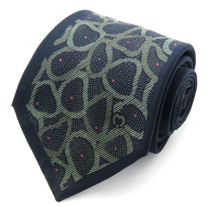 ミラショーン ブランド ネクタイ 総柄 シルク イタリア製 PO メンズ ネイビー mila schon 【中古】