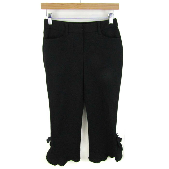 トゥービーシック クロップドパンツ ボトムス フリル リボン レディース 36サイズ ブラック TO BE CHIC 【中古】