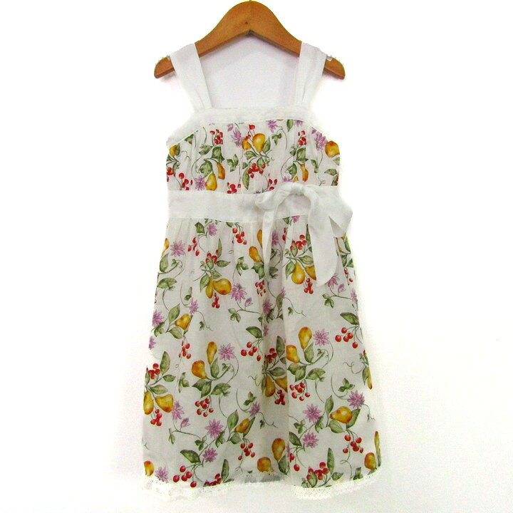 コムサデモード ワンピース トップス　キャミワンピース　リボン キッズ 女の子用 110サイズ ホワイト COMME CA DU MODE 【中古】