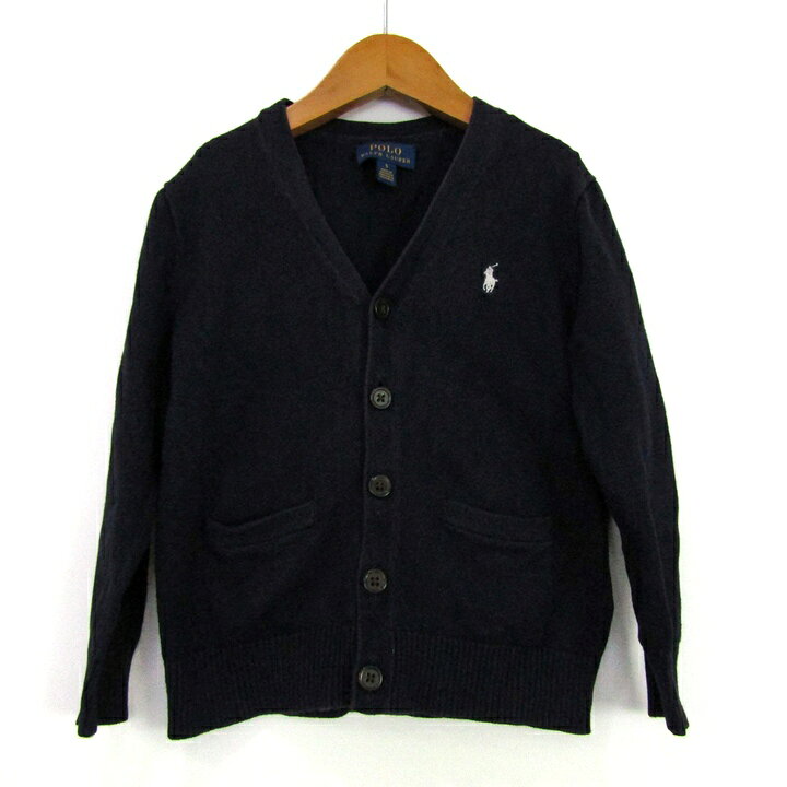 楽天スーパーSALE【半額50%OFF】ポロ ラルフローレン カーディガン トップス　ポニーロゴ キッズ 男の子用 5サイズ ネイビー POLO RALPH LAUREN 【中古】
