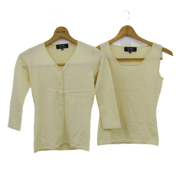 クードシャンス アンサンブル カーディガン ノースリーブカットソー トップス レディース 38サイズ ベージュ COUP DE CHANCE 【中古】