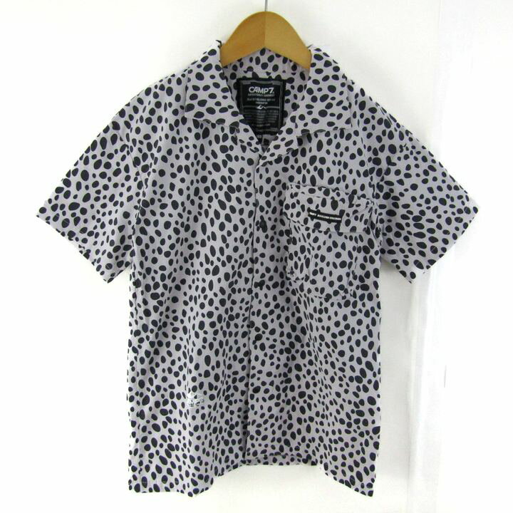 キャンプ7 半袖シャツ ストレッチ トップス 白 黒 キッズ 男の子用 150サイズ ホワイト×ブラック CAMP7 【中古】