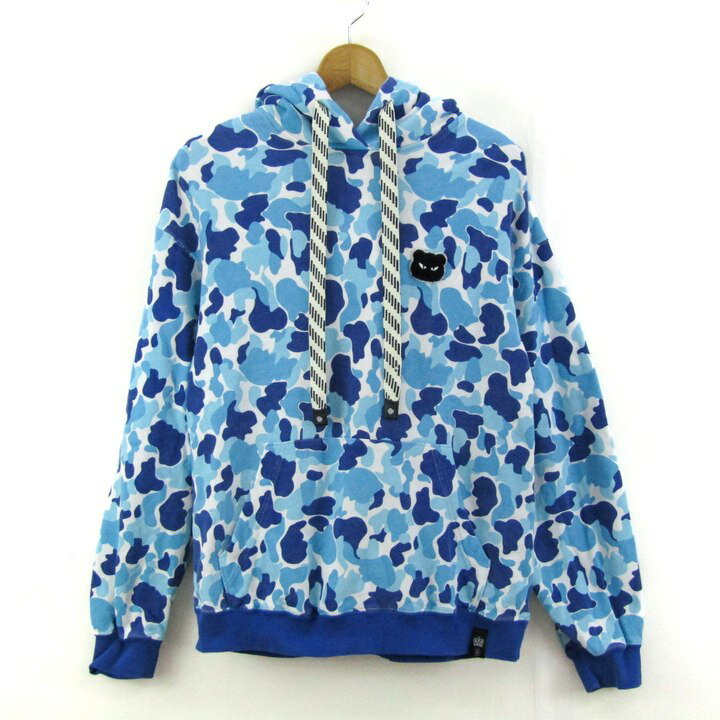 ダブルスタンダードクロージング パーカー トップス スウェット カモフラ 迷彩 メンズ Fサイズ 青×水色 DOUBLE STANDARD CLOTHING 【中古】