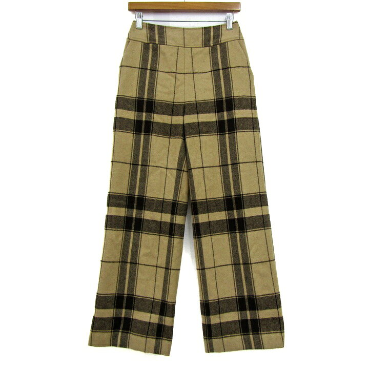 ミラオーウェン ロングパンツ チェック柄 ウール混 ボトムス レディース Oサイズ ベージュ×ブラウン Mila Owen 【中古】 thumbs-up-13093012 Thumbs-up パッケージ画像