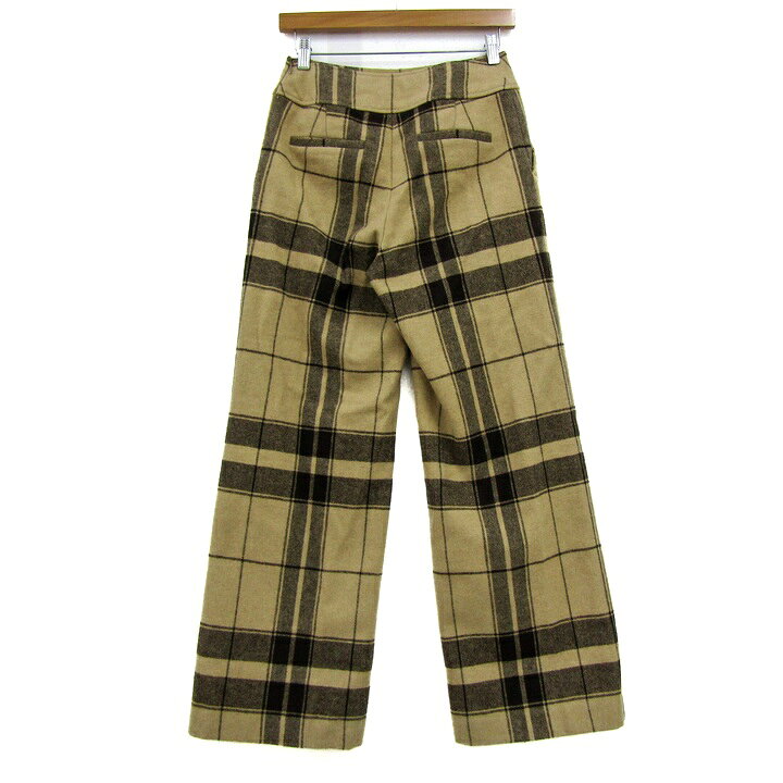 ミラオーウェン ロングパンツ チェック柄 ウール混 ボトムス レディース Oサイズ ベージュ×ブラウン Mila Owen 【中古】 thumbs-up-13093012 Thumbs-up サンプル画像2