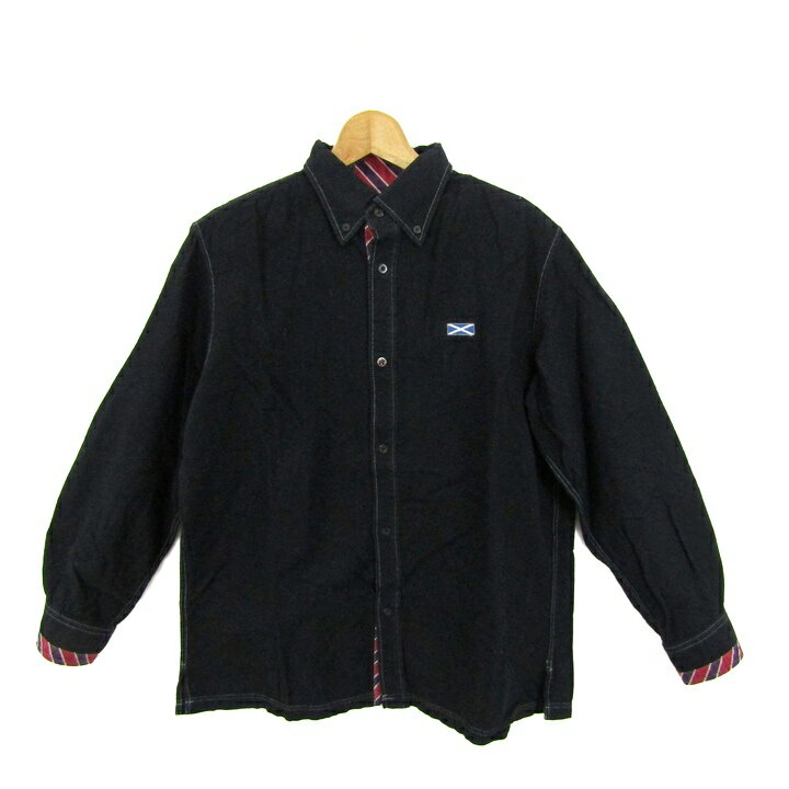 Rakuten - サンタフェ 長袖シャツ トップス シャツジャケット ステッチ メンズ 48サイズ ブラック santafe 【中古】