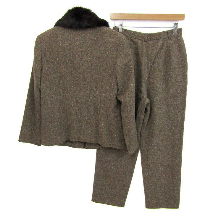 Thumbs-upのビスティ セットアップ 上下セット ジャケット パンツ ファー付き 東京スタイル レディース 40サイズ ブラウン BISTY 【中古】｜アングル2